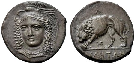 Lucania, Velia, Didrachm signed by Kleudoros, ca. 334-300 BC; AR (g 7,62; mm...