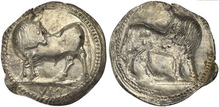 Lucania, Sybaris, Stater, ca. 550-510 BC; AR (g 8,16; mm 30; h 12); Bull...