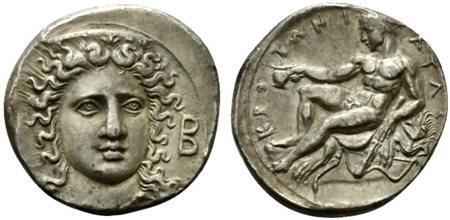 Bruttium, Croton, Stater, ca. 400-325 BC; AR (g 8,08; mm 22; h 9); Facing...