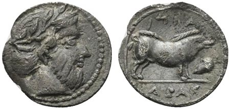 Sicily, Abakainon, Litra, ca. 440-430 BC; AR (g 0,72; mm 12; h 4); Laureate...