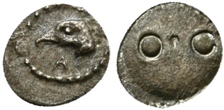 Sicily, Akragas, Hexas, ca. 440-420 BC; AR (g 0,1; mm 5); Head of eagle l.;...