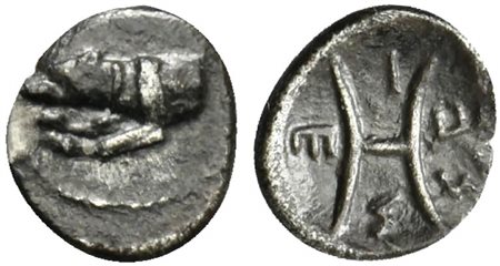 Sicily, Segesta, Hemilitron, ca. 440-420 BC; AR (g 0,32; mm 8; h 6); Forepart...