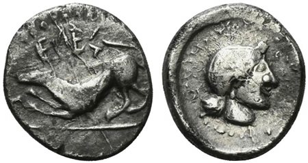 Sicily, Segesta, Hemidrachm, ca. 380 BC; AR (g 1,86; mm 13; h 12); Hound to...
