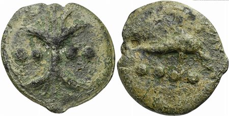 Roman Republic, Dioscuri/Mercury series, Cast Triens, Rome, ca. 280 BC; AE (g...