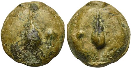 Roman Republic, Apollo/Apollo series, Cast Uncia, Rome, ca. 270 BC; AE (g 25;...