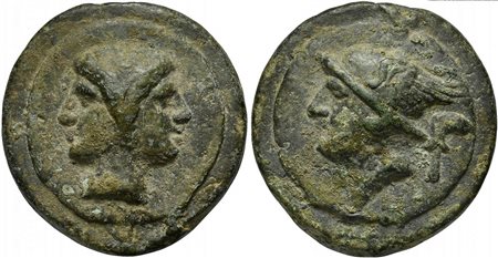 Roman Republic, Sickle symbol series, Cast As, Rome, ca. 240 BC; AE (g 277;...