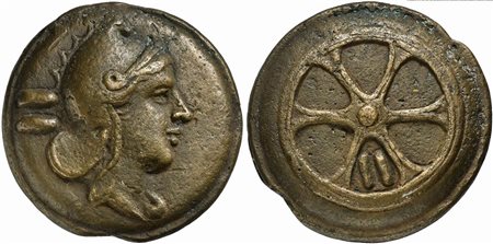 Roman Republic, Whell series, Cast Dupondius, Rome, ca. 230 BC; AE (g 608; mm...