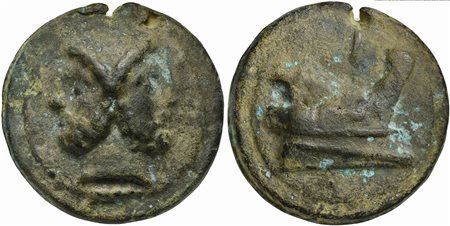 Roman Republic, Janus/Prow to r. series, Cast As, Rome, ca. 225-217 BC; AE (g...