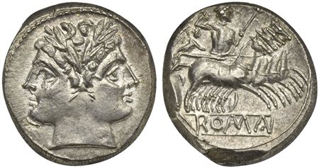 Anonymous, Quadrigatus, Rome, ca. 225-212 BC; AR (g 6,35; mm 19; h 6);...