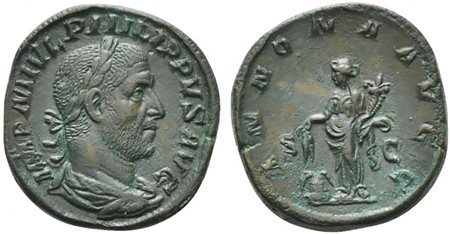 Philip I (244-249), Sestertius, Rome, AD 244-249; AE (g 22,87; mm 30; h 12);...