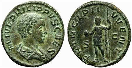 Philip II, as Caesar, As struck under Philip I, Rome, AD 244-246; AE (g 7,47;...