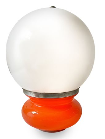 Stilux Milano, lampada da tavolo in vetro arancione, diffusore sferico in...