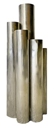 Produzione italiana, vaso in metallo cromato composto da più cilindri...