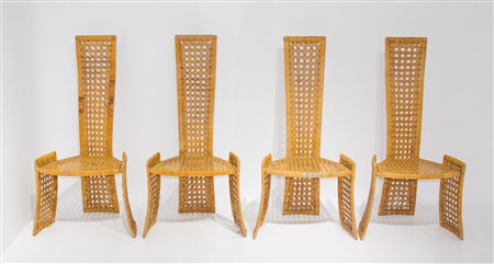 Most, su disegno M.Cecchi n.4 sedie in paglia di Vienna. Anni '70. H cm 112...