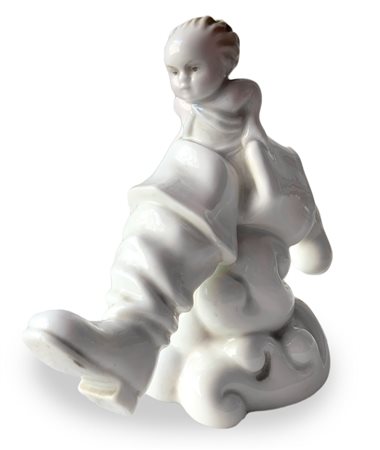 Produzione tedesca, statua in porcellana raffigurante personaggio fantastico...