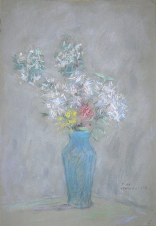 Da Venezia Eugenio Garofanini pastello su carta cm 33 x 47 anno 1963 firmato...