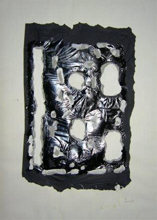 Leoncillo Leonardi Senza titolo Tempera e smalto su carta, velina nera su...