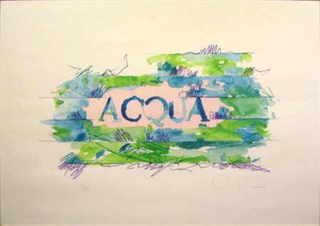 Schifano Mario " acqua " litografia cm 50 x 70 firmata in basso a...