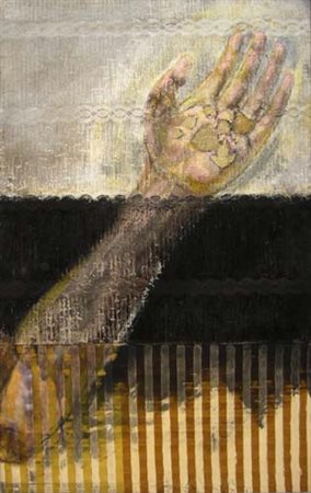 Ceccobelli Bruno "serva natura" tecnica mista olio/tela su tavola cm 44 x 70...