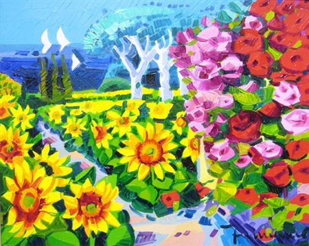 Faccincani Athos "racconto di luce verso il mare" olio su tela cm 40 x 50...