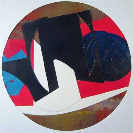 Schiavocampo Paolo "composizione" tecnica mista rame/collage diametro cm 54...