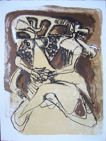 Minguzzi Luciano "la coppia" litografia cm 35 x 46 Firmata in basso a destra,...