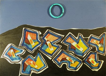 Dangelo sergio " Paysage a la mode/margherite di città "Tecnica mista e...