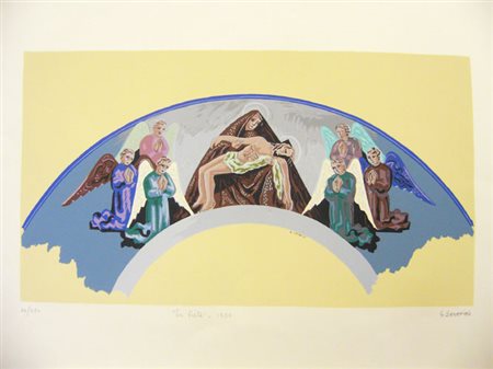 Severini Gino " La pietà " litografia cm 49 x 69 Firma in lastra...