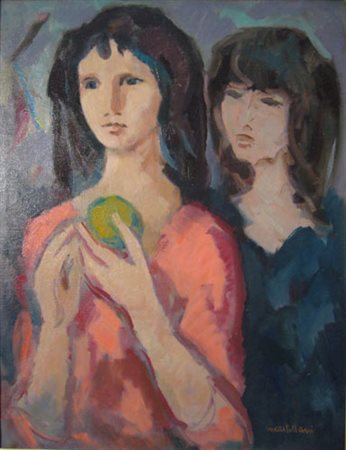 Castellani Mario " Ragazze " Olio su tela cm 50 x 65 ANNO 1975 Firmato in...
