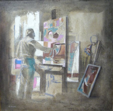 Attilio Rossi " Autoritratto davanti al cavalletto " olio su tela cm 120 x...