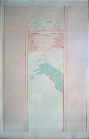 Plattner Karl " figura alla finestra " litografia cm 50 x 78 anno 1968...