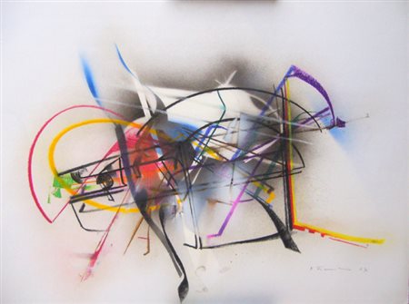 Franceschini Edoardo " composizione " tecnica mista su carta cm 69 x 52 anno...