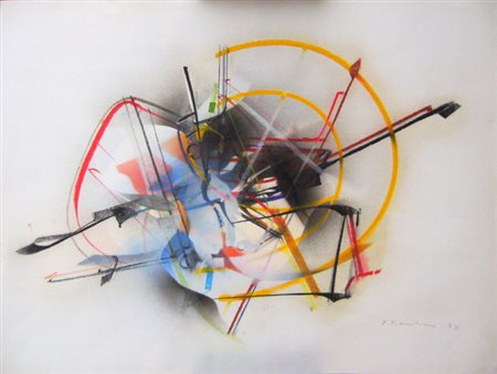 Franceschini Edoardo " composizione senza titolo" tecnica mista su carta cm...