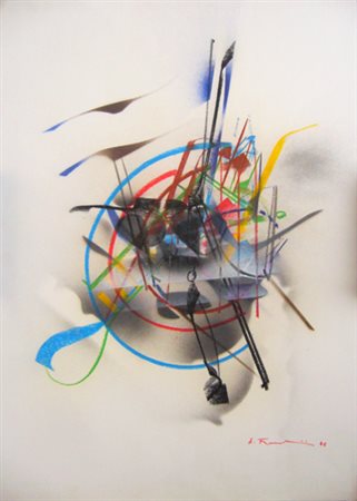 Franceschini Edoardo " composition " tecnica mista su carta cm 50 x 71 anno...