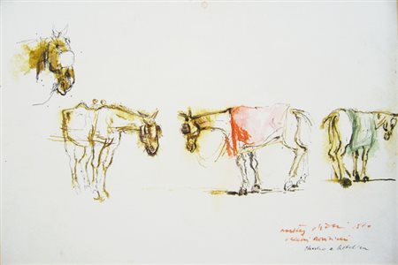 Piacesi Walter " vecchi ronzini " tecnica mista su cartone cm 36,5 x 25,5...