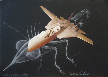 De Luigi Ludovico " Apocalypse13 " pastello e collage su cartone cm 35 x 25,...