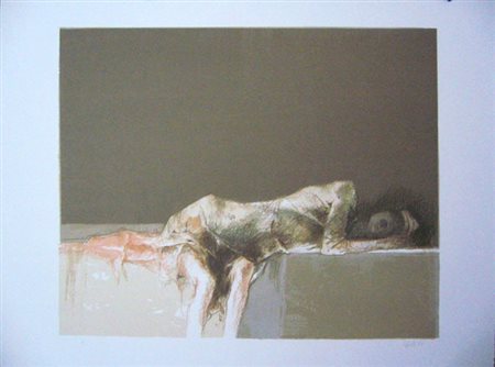 Cappelli Giovanni " figura sdraiata " litografia cm 60 x 46 anno 1971 Firmata...