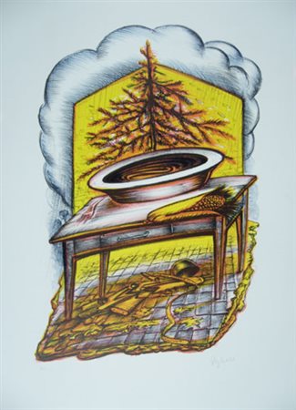 Vaglieri Tino Composizione Litografia cm 50 x 70 firmata in basso a...