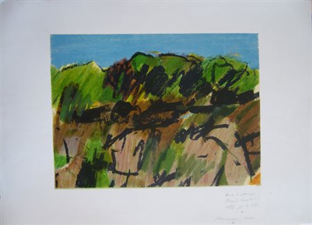 Morlotti Ennio " rocce e vegetazione " litografia cm 50 x 70 anno 1986...