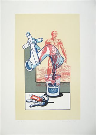 Bodini Floriano composizione di oggetti litografia cm 50 x 70 anno 1976...