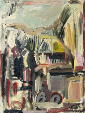 Gentilini Aldo Paesaggio olio su tela cm 60 x 80 firmato in basso a destra-...