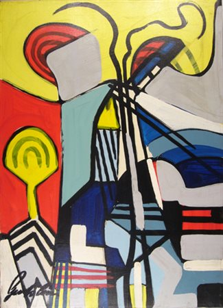 Gentilini Aldo " composizione astratta " olio su tela cm 50 x 70 Firmato in...