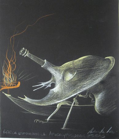 De Luigi Ludovico " barca entomologica " pastello su cartone cm 24,5 x 30...