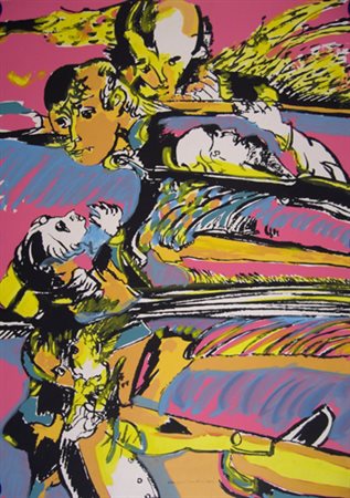 Brindisi Remo " madri e figli " serigrafia ritoccata ( retouchè ), cm 50 x 70...