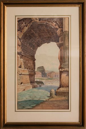 Giovanni Monti (Fusignano 1779-Roma 1844)  - Veduta del Colosseo dall'Arco di Tito
