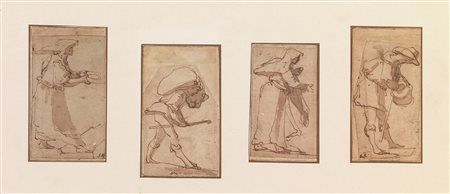 Scuola italiana, inizi secolo XVIII - Quattro figure di popolani