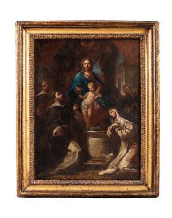 Sebastiano Conca (Gaeta 1680 - Napoli 1764) - Madonna con Bambino in trono tra San Domenico e Santa Caterina da Siena