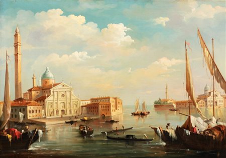 Maniera di Antonio Canal, detto il Canaletto - Bacino di San Marco con la Chiesa di San Giorgio Maggiore