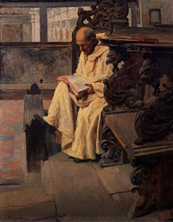 Salvatore Marchesi (Parma 1852-Parma 1926)  - Frate domenicano in lettura