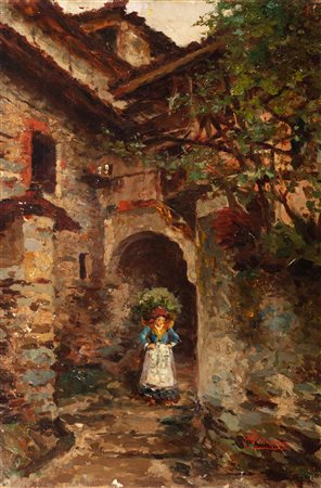 C. Pellegrini (Scuola italiana seconda metà del XIX secolo) - Angolo di paese